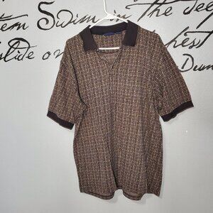 Vintage Premier International for Men Brown Print Polo, XL